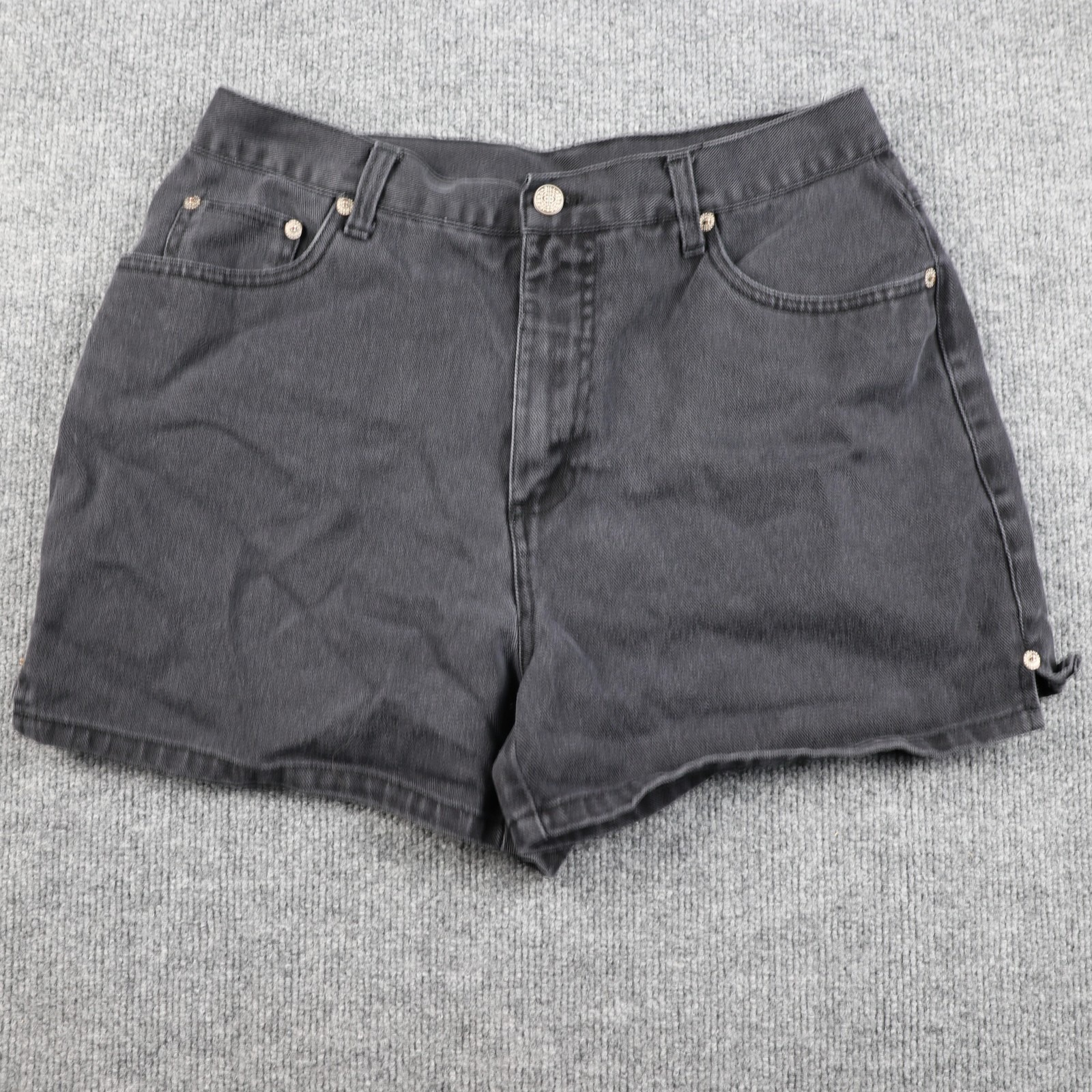 Bill Blass Shorts Womens 12p Charcoal Denim High Rise Petite Casual 5 Pocket